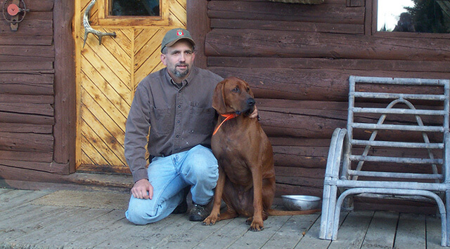 Man and dog on Bear Hunt