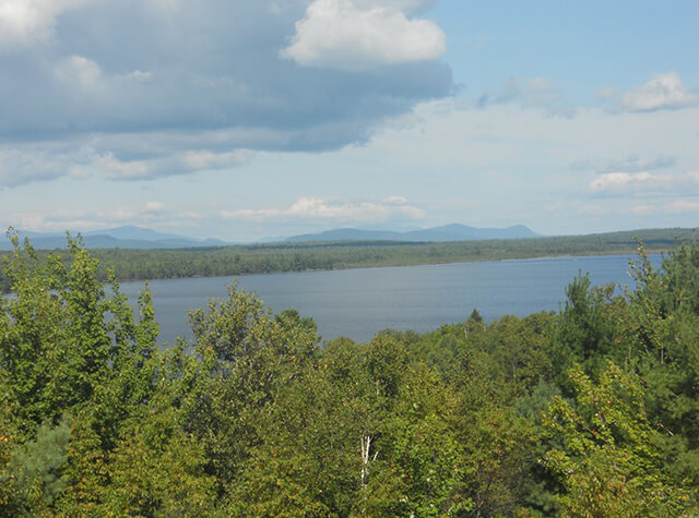 rushing river surrounded by forest in northern maine