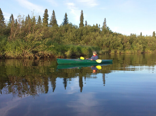 view of northern maine river from kayak